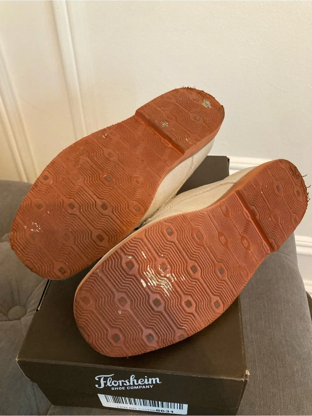 Florsheim Kids Suede Dress Shoes in Light Gray with Tan Sole